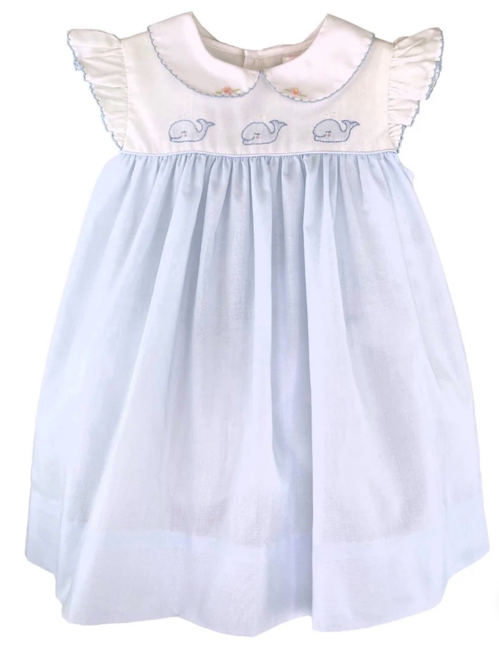 NWOT Petit Ami Light Blue and White Whale Smocked Formal Dress